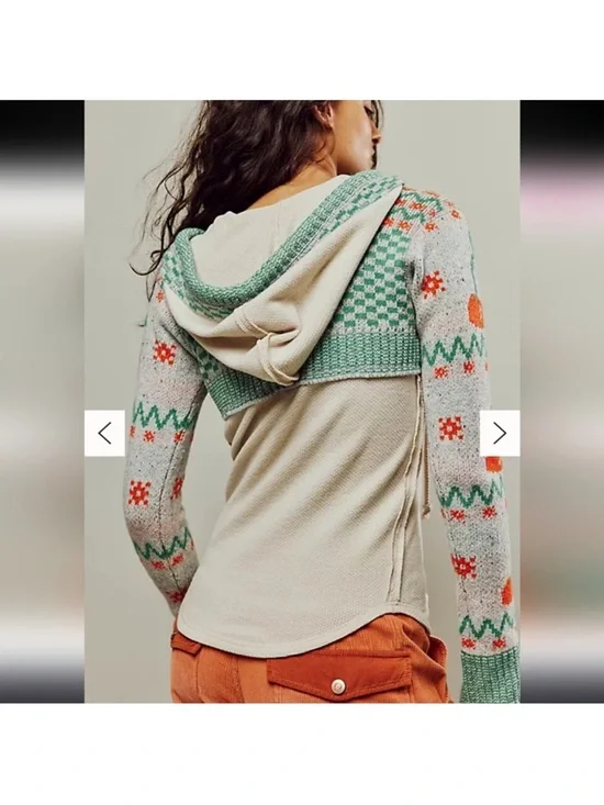 Free People We the Free Cherry Cola Swit Cuff Thermal with Hood - Picture 3 of 10